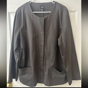 Eileen Fisher Womens Jacket Brown Hidden Buttons Stretch Pouch Pockets XL